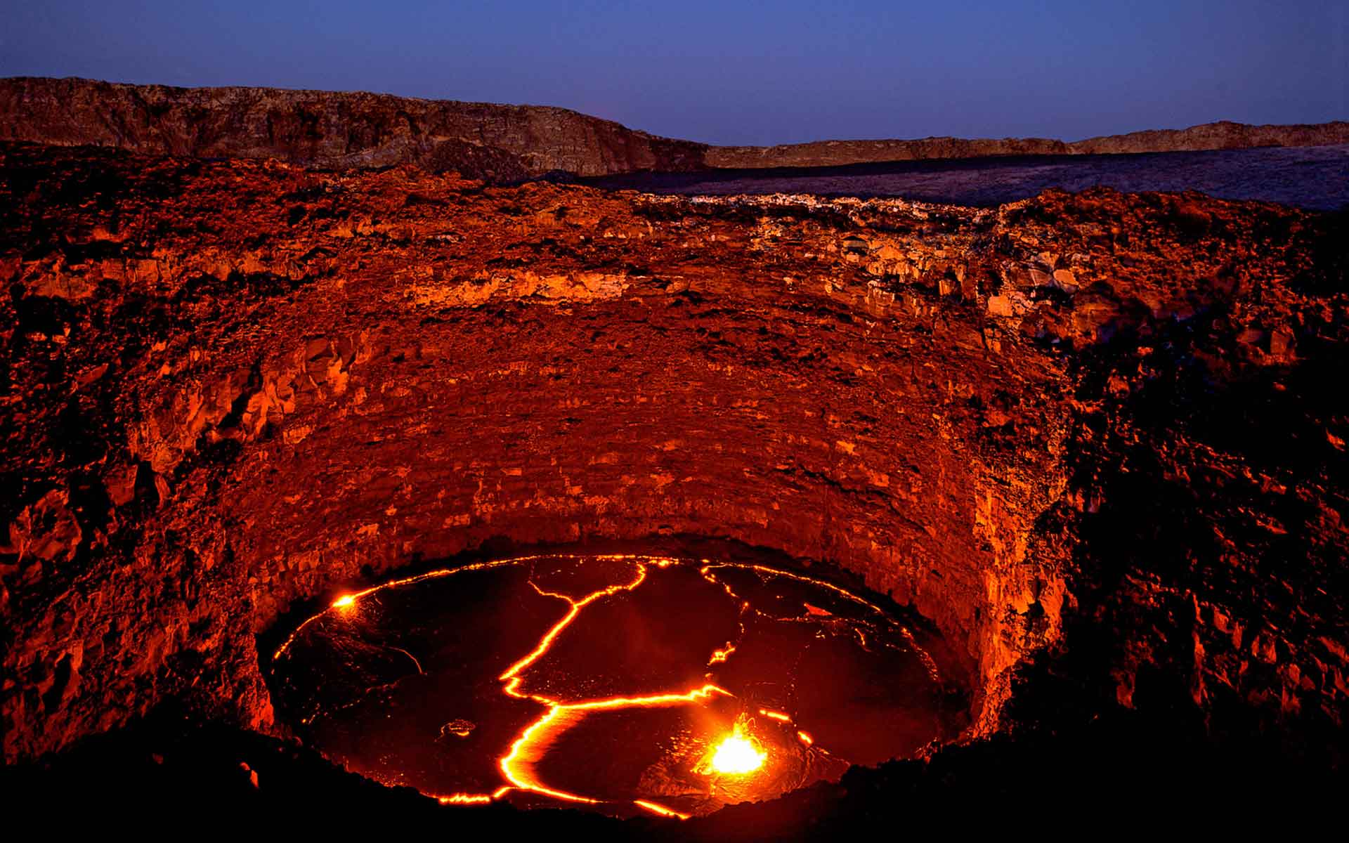 Erta Ale Volcano lava lake at night